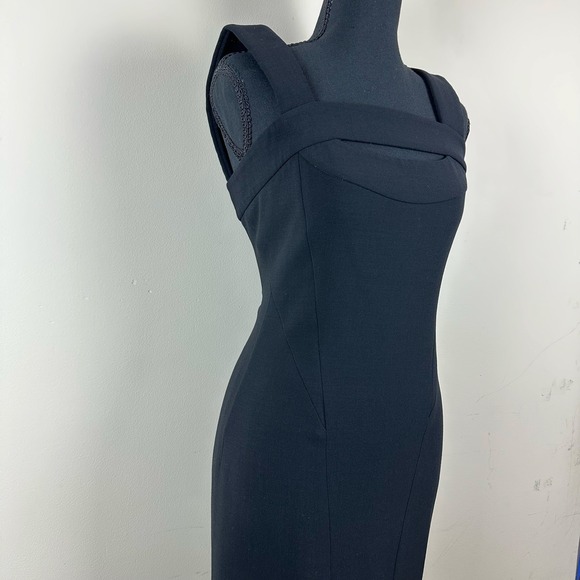 Emilio Pucci Black Wool Sheath Dress Strappy Designer Quiet Luxury Career Preppy - Picture 10 of 16